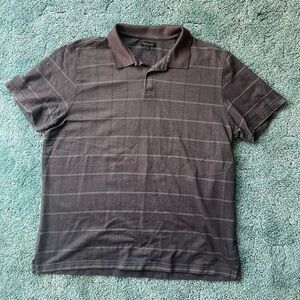 L Van Heusen Dark Grey Striped Polo